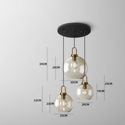 3-punktowa lampa wisząca z kloszem szklanym