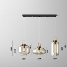3-punktowa lampa wisząca z kloszem szklanym