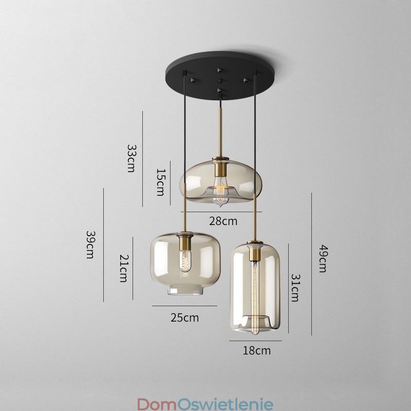 3-punktowa szklana lampa wisząca klasyczna klastrowa wisząca oprawa oświetleniowa kawiarnia