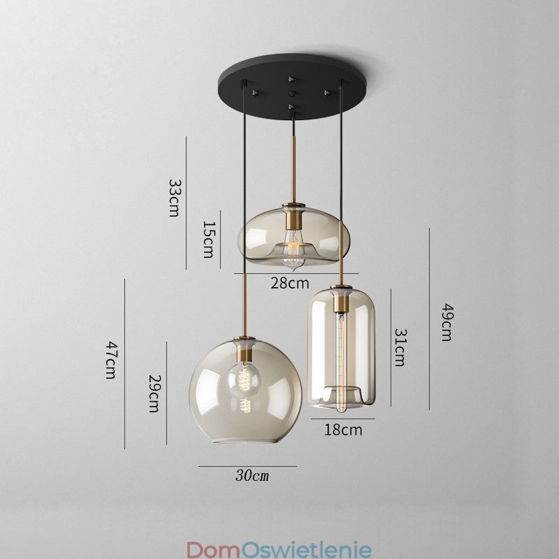 3-punktowa szklana lampa wisząca klasyczna klastrowa wisząca oprawa oświetleniowa kawiarnia