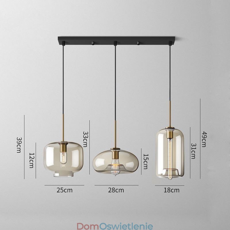 3-punktowa szklana lampa wisząca klasyczna klastrowa wisząca oprawa oświetleniowa kawiarnia