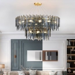 Nowoczesna okrągła szklana lampa wisząca Elegancki szklany żyrandol