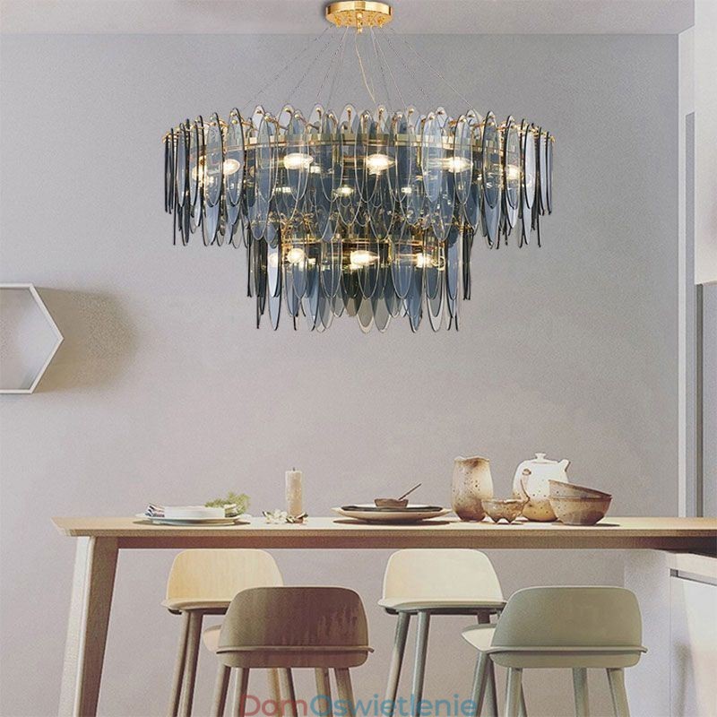 Nowoczesna okrągła szklana lampa wisząca Elegancki szklany żyrandol
