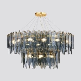 Nowoczesna okrągła szklana lampa wisząca Elegancki szklany żyrandol