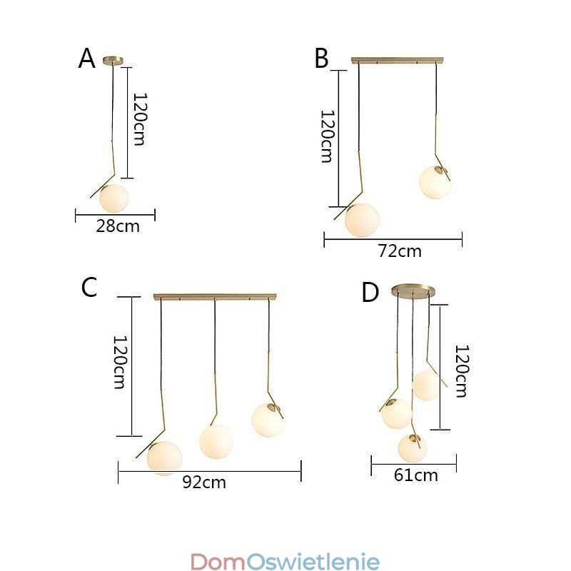 Lampa szklana w kształcie kuli na wyspę