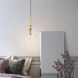 Nordic Przezroczysta szklana lampa wisząca Unikalna wewnętrzna mosiężna lampa wisząca z wydrążonym wnętrzem