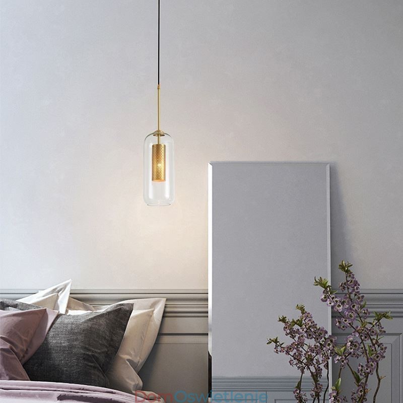 Nordic Przezroczysta szklana lampa wisząca Unikalna wewnętrzna mosiężna lampa wisząca z wydrążonym wnętrzem