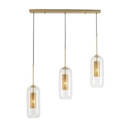 Nordic Przezroczysta szklana lampa wisząca Unikalna wewnętrzna mosiężna lampa wisząca z wydrążonym wnętrzem