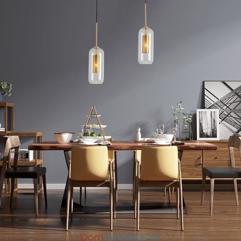 Nordic Przezroczysta szklana lampa wisząca Unikalna wewnętrzna mosiężna lampa wisząca z wydrążonym wnętrzem
