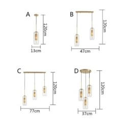 Nordic Przezroczysta szklana lampa wisząca Unikalna wewnętrzna mosiężna lampa wisząca z wydrążonym wnętrzem