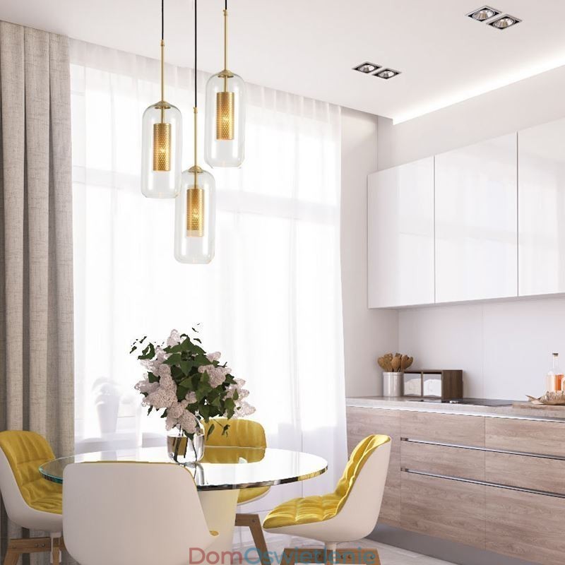 Nordic Przezroczysta szklana lampa wisząca Unikalna wewnętrzna mosiężna lampa wisząca z wydrążonym wnętrzem
