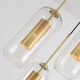 Nordic Przezroczysta szklana lampa wisząca Unikalna wewnętrzna mosiężna lampa wisząca z wydrążonym wnętrzem