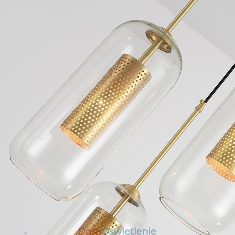 Nordic Przezroczysta szklana lampa wisząca Unikalna wewnętrzna mosiężna lampa wisząca z wydrążonym wnętrzem
