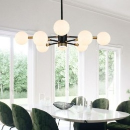 Nordic Glass Pendant Light Mlecznobiała okrągła lampa żyrandol oświetlenie