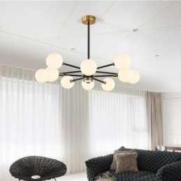Nordic Glass Pendant Light Mlecznobiała okrągła lampa żyrandol oświetlenie