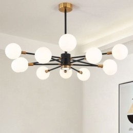 Nordic Glass Pendant Light Mlecznobiała okrągła lampa żyrandol oświetlenie