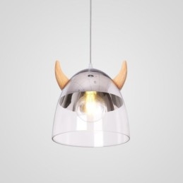 Klasyczna szklana lampa wisząca z drewna, lampa rogowa, kreatywne oświetlenie