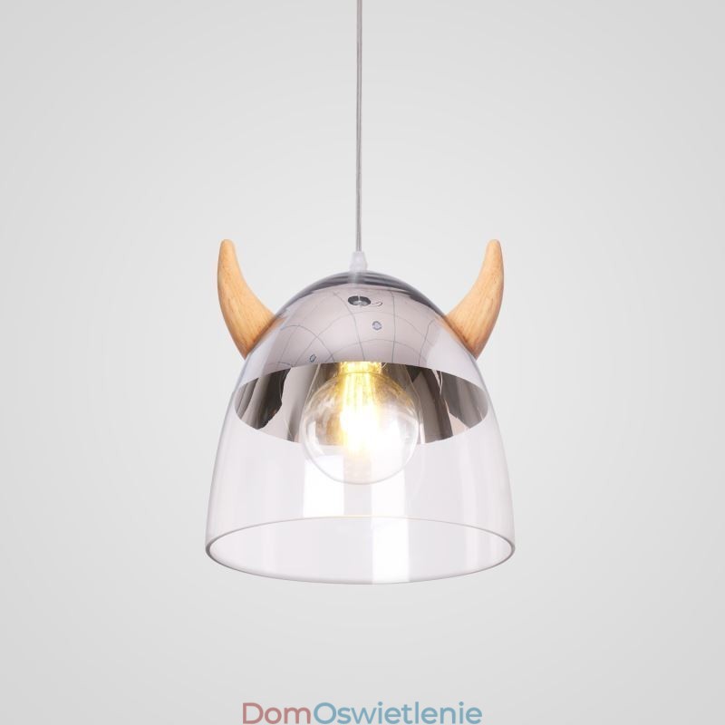 Klasyczna szklana lampa wisząca z drewna, lampa rogowa, kreatywne oświetlenie