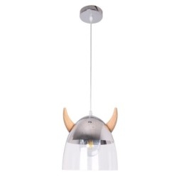 Klasyczna szklana lampa wisząca z drewna, lampa rogowa, kreatywne oświetlenie
