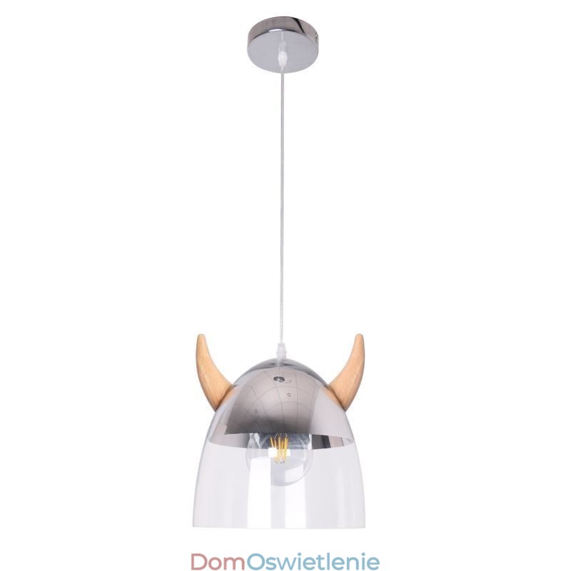 Klasyczna szklana lampa wisząca z drewna, lampa rogowa, kreatywne oświetlenie