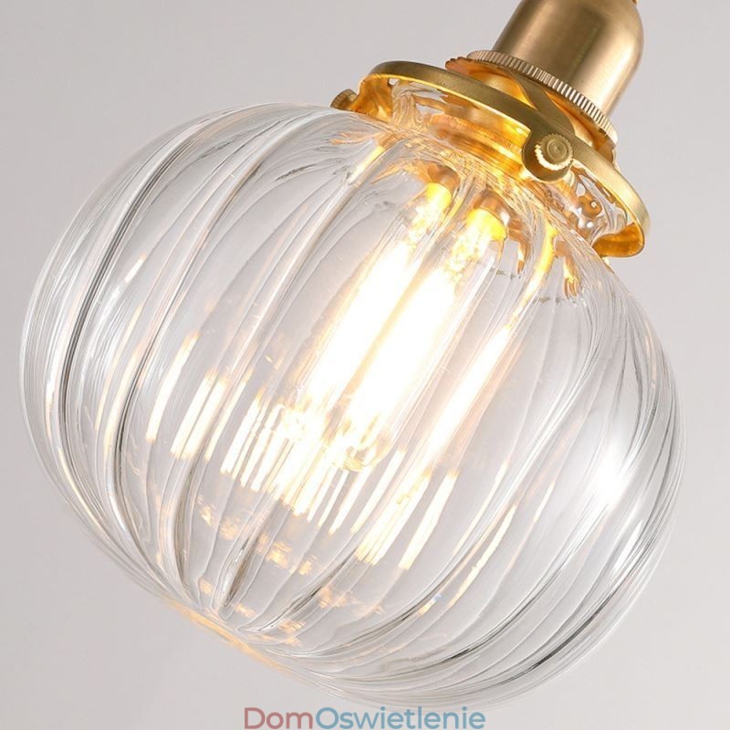 Szklana lampa wisząca Przezroczysta okrągła żebrowana lampa w kształcie dyni 1 światło