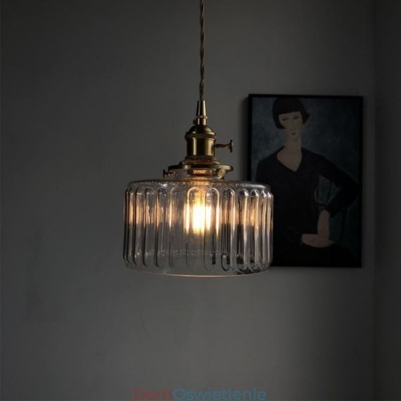 Wisząca lampa z przezroczystego szkła żebrowanego Jelly Jar z przełącznikiem obrotowym Wisząca lampa z przezroczystego szkła żebrowanego Jelly Jar z przełącznikiem obrotowym