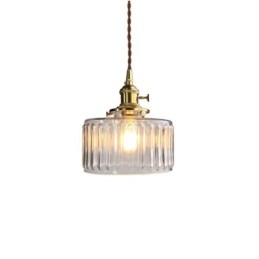 Wisząca lampa z przezroczystego szkła żebrowanego Jelly Jar z przełącznikiem obrotowym