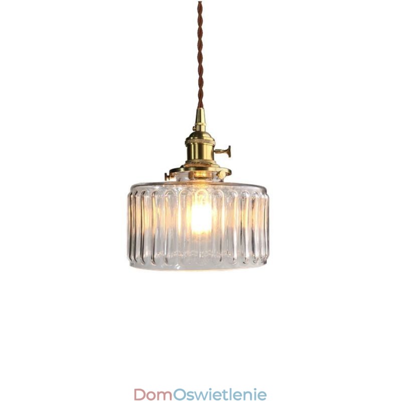 Wisząca lampa z przezroczystego szkła żebrowanego Jelly Jar z przełącznikiem obrotowym