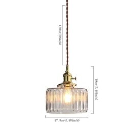 Wisząca lampa z przezroczystego szkła żebrowanego Jelly Jar z przełącznikiem obrotowym