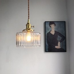 Wisząca lampa z przezroczystego szkła żebrowanego Jelly Jar z przełącznikiem obrotowym
