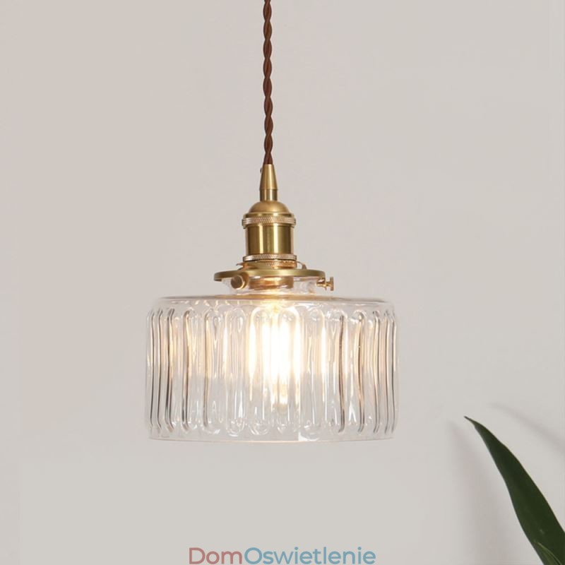 Wisząca lampa z przezroczystego szkła żebrowanego Jelly Jar z przełącznikiem obrotowym