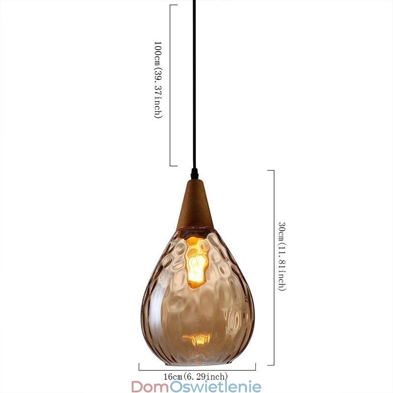 Lampa wisząca łezka klosz szklany lampa światło