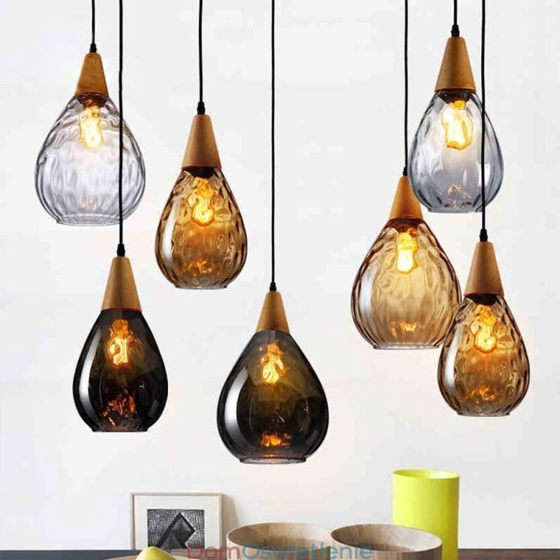 Lampa wisząca łezka klosz szklany lampa światło