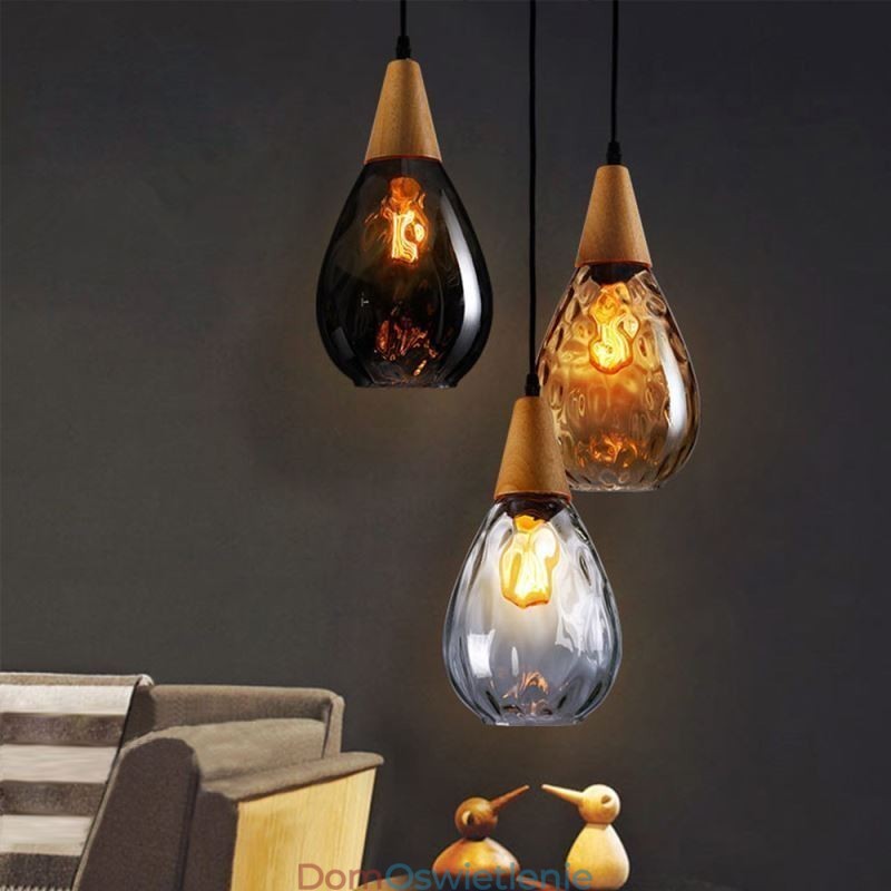 Lampa wisząca łezka klosz szklany lampa światło
