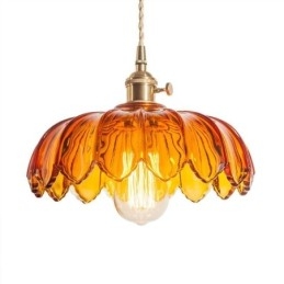 Nowoczesna lampa wisząca ze szkła retro w kształcie kwiatu z obrotowym przełącznikiem światła