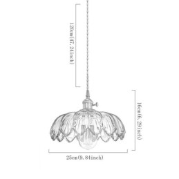 Nowoczesna lampa wisząca ze szkła retro w kształcie kwiatu z obrotowym przełącznikiem światła