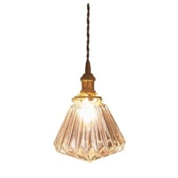 Przezroczysta lampa wisząca z żebrowanego szkła diamentowego