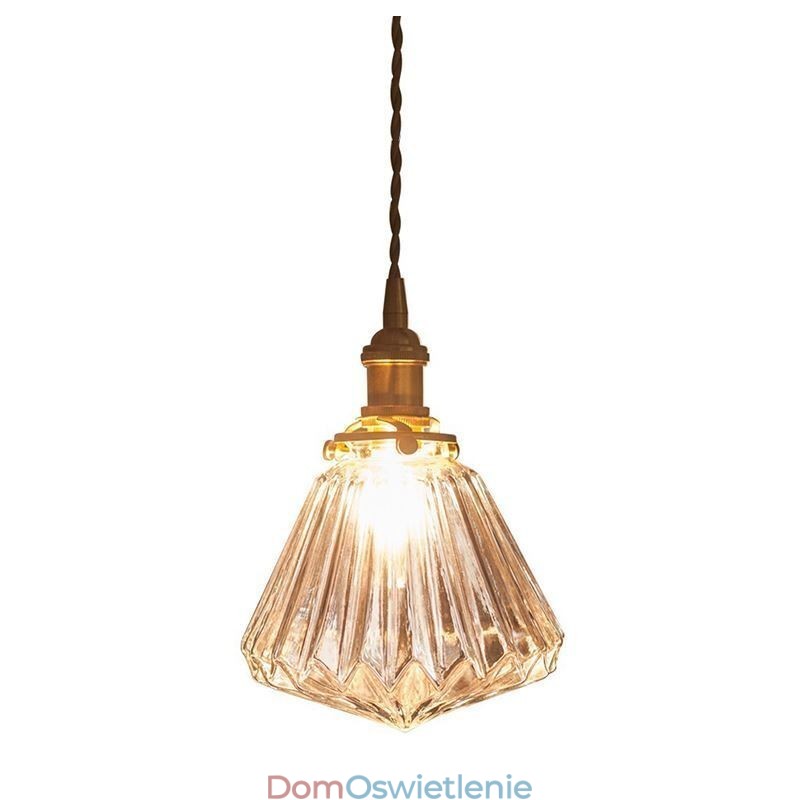 Przezroczysta lampa wisząca z żebrowanego szkła diamentowego