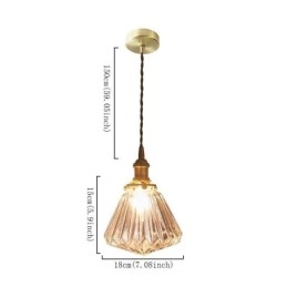 Przezroczysta lampa wisząca z żebrowanego szkła diamentowego