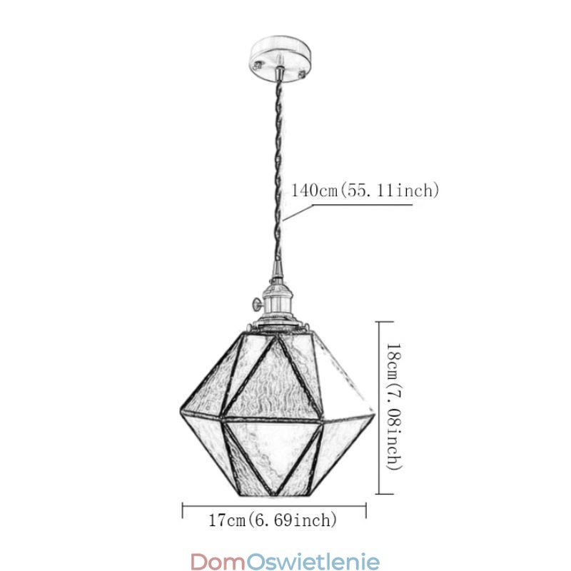 Geometryczna kolorowa szklana lampa wisząca w stylu wiejskim