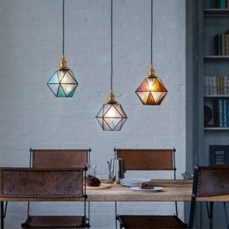 Geometryczna kolorowa szklana lampa wisząca w stylu wiejskim