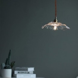 Wisząca lampa w kształcie liścia lotosu, z przezroczystego szkła, lampa domowa