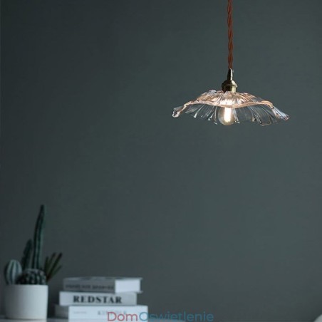 Wisząca lampa w kształcie liścia lotosu, z przezroczystego szkła, lampa domowa Wisząca lampa w kształcie liścia lotosu, z przezroczystego szkła, lampa domowa