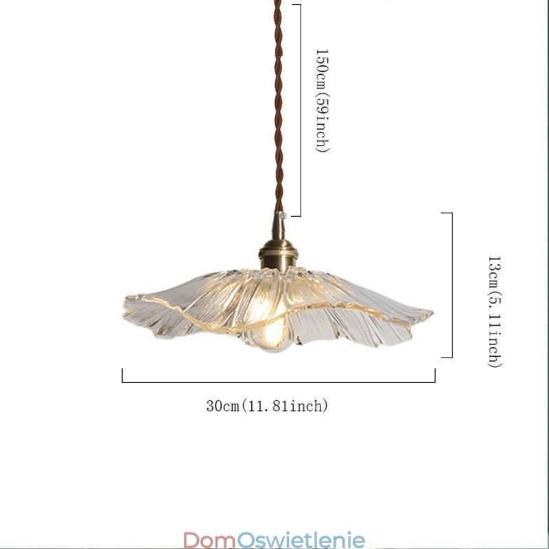 Wisząca lampa w kształcie liścia lotosu, z przezroczystego szkła, lampa domowa