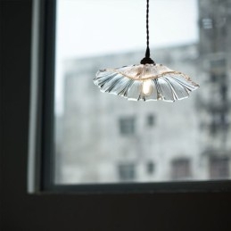 Wisząca lampa w kształcie liścia lotosu, z przezroczystego szkła, lampa domowa
