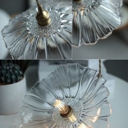 Wisząca lampa w kształcie liścia lotosu, z przezroczystego szkła, lampa domowa