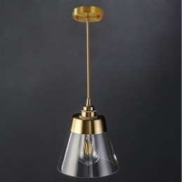 Nordic Retro Wisząca Lampa Szklany Klosz Oświetlenie Domu Mosiężny Uchwyt Lampy Światło
