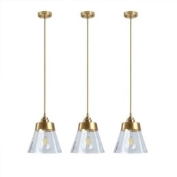 Nordic Retro Wisząca Lampa Szklany Klosz Oświetlenie Domu Mosiężny Uchwyt Lampy Światło