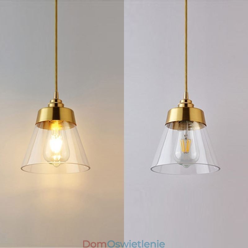 Nordic Retro Wisząca Lampa Szklany Klosz Oświetlenie Domu Mosiężny Uchwyt Lampy Światło