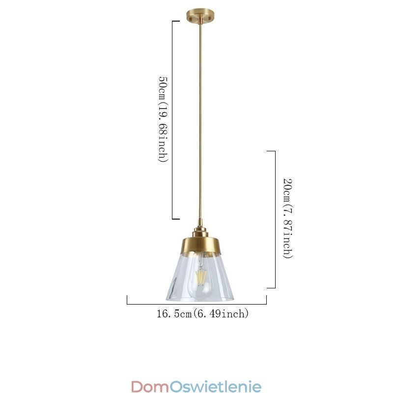 Nordic Retro Wisząca Lampa Szklany Klosz Oświetlenie Domu Mosiężny Uchwyt Lampy Światło